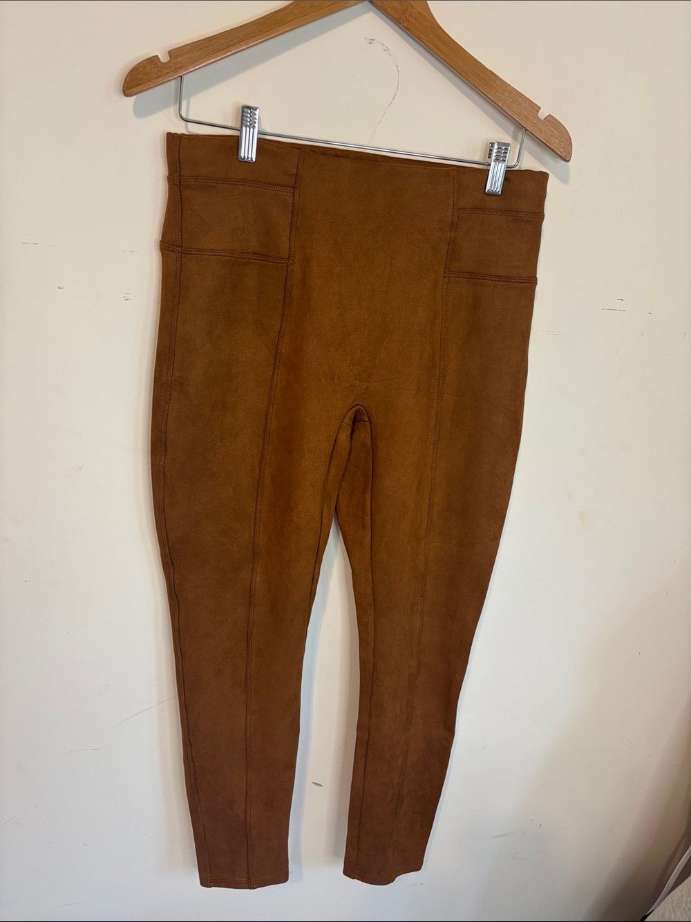 SPANX Camel Brown Faux Suede High-Waist Leggings